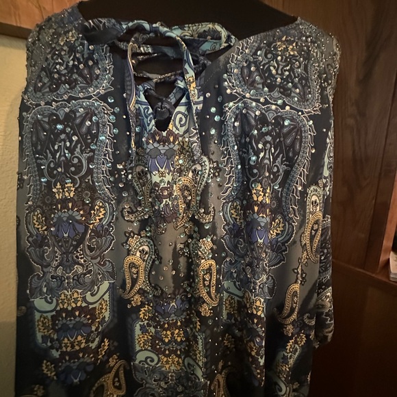 Plus Size 22 Avenue blue top or cover up NWT - Picture 7 of 12